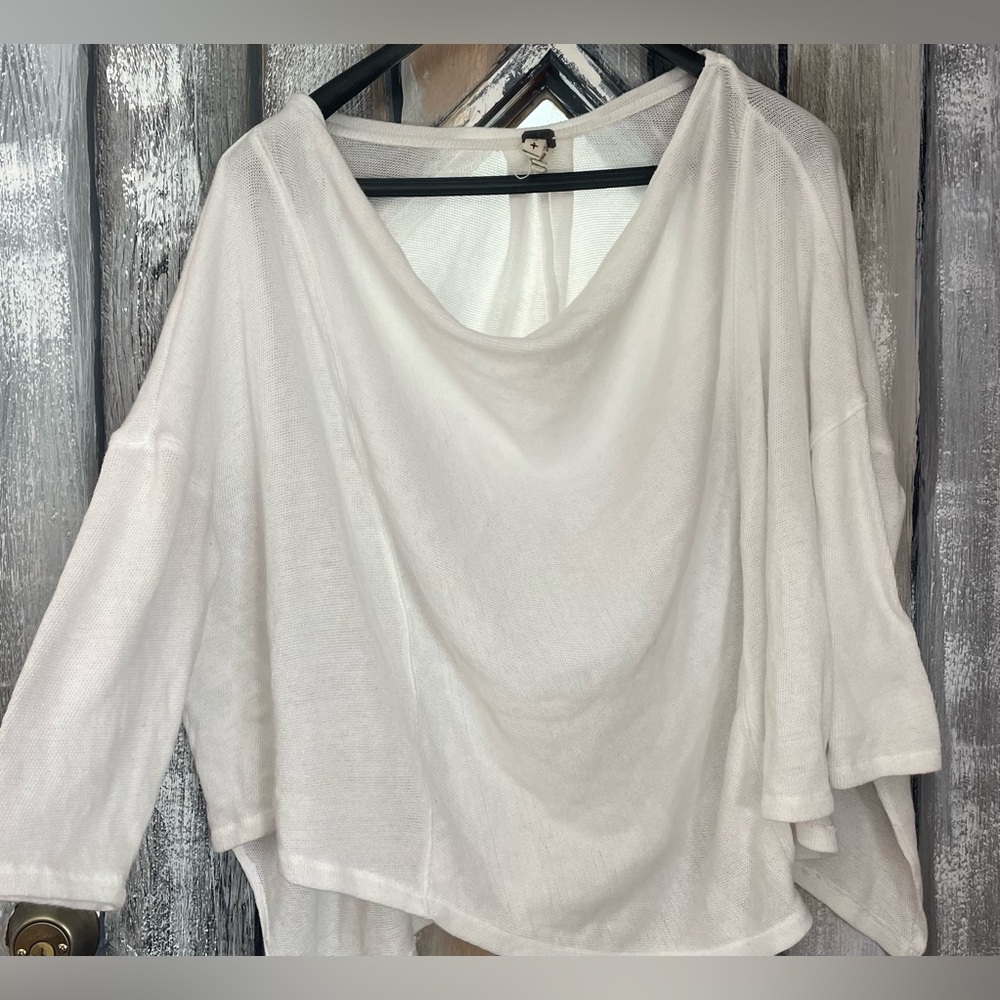Free People White Knit Asymmetrical Sweater